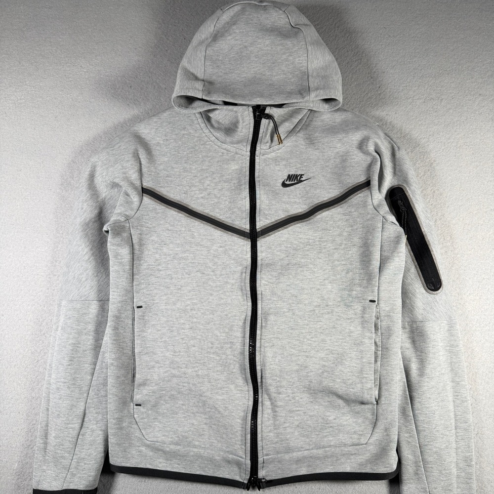 Nike Sportswear Tech Fleece Full Zip Hoodie Grey Black CU4489-063 Mens Small